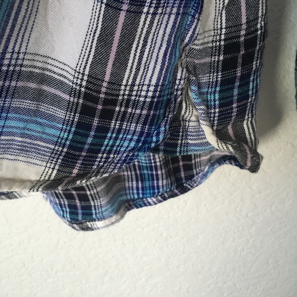 Mossimo Blue Plaid Button Down Shirt L - Picture 5 of 7